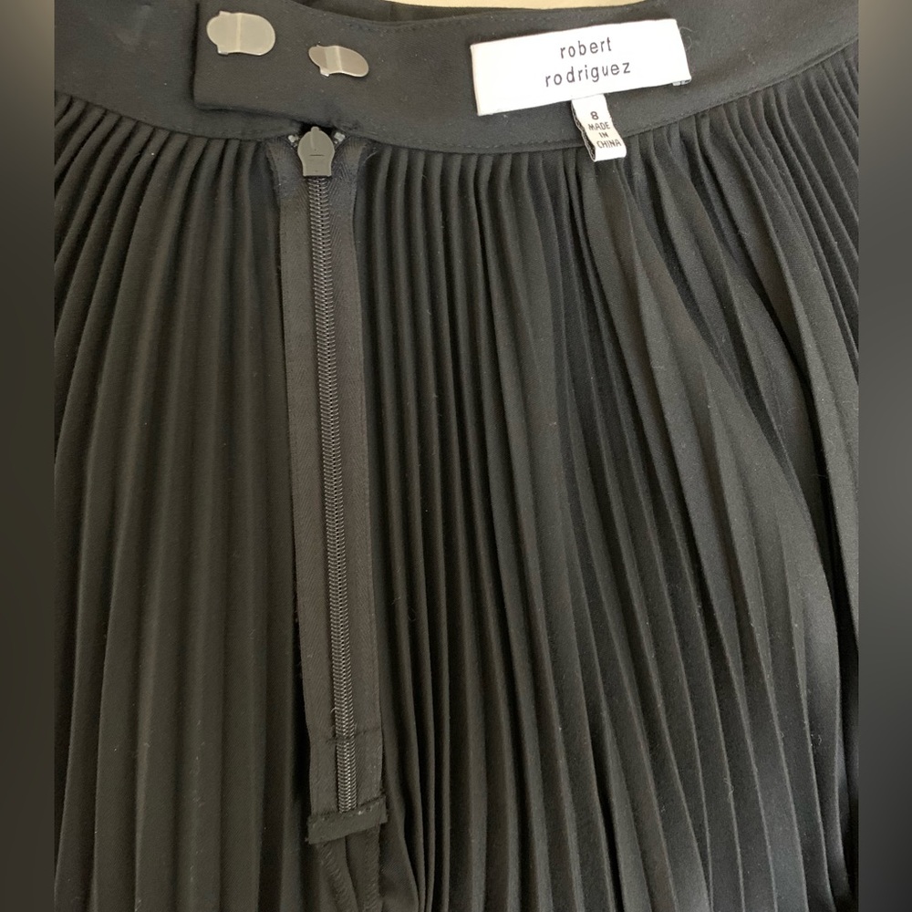 NWT Robert Rodriguez: Designer Black Pleated Skirt, White Lace, Midi Length 8 - Picture 6 of 10